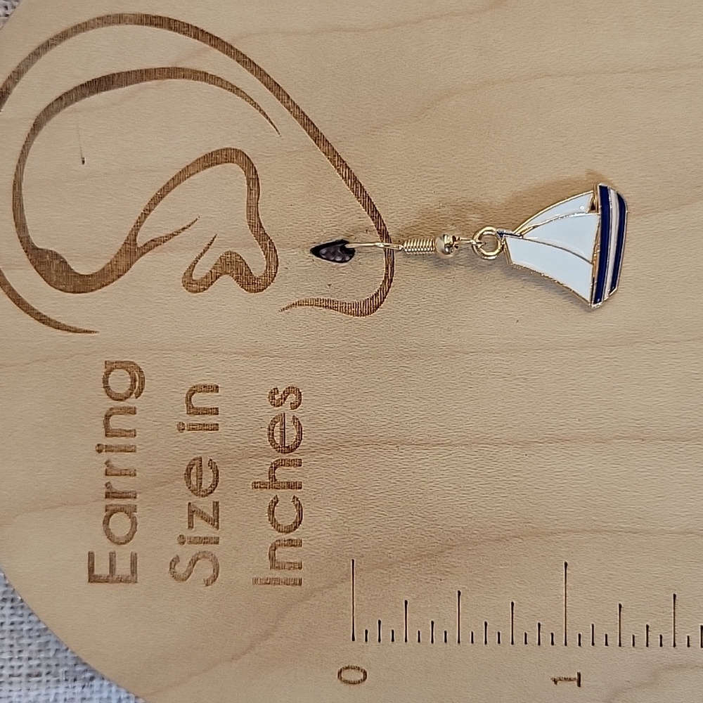 Sailboat Earrings with Gold Accents - Picture 4 of 5